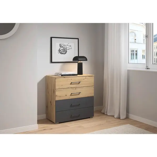 Rauch Möbel KOMODA, šedá, dub artisan, 80/81/42 cm