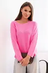 Kesi Włoski Dámsky sveter z viskózy s dlhým rukávom a okrúhlym výstrihom ružový