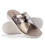 Dámske šľapky na kline so zlatými pásikmi veľ. 38