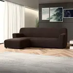 Bielastické poťahy COSTINA tabaková sedačka s otomanom vľavo (š. 170 - 300 cm)