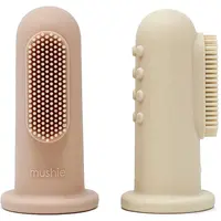 Mushie Finger Toothbrush detská zubná kefka na prst Shifting Sand/Blush 2 ks