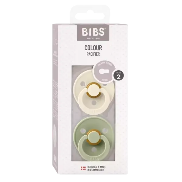 BIBS Colour Cumlíky z prírodného kaučuku, veľkosť 2, Sage/Ivory 2 ks