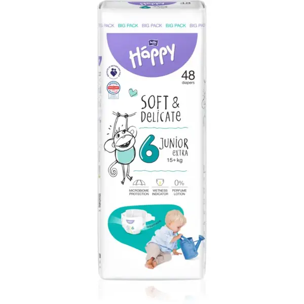 BELLA Baby Happy Soft&Delicate jednorazové plienky Junior Extra 15+ kg 48 ks