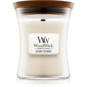 Woodwick Island Coconut vonná sviečka s dreveným knotom 275 g