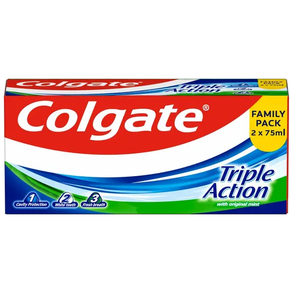 COLGATE zubná pasta Triple Action 2 x 75 ml