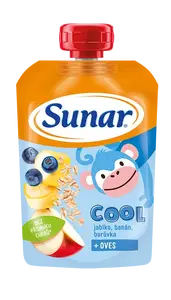 SUNAR Cool ovocná kapsička čučoriedka, banán, ovsené vločky 12m+ 110 g