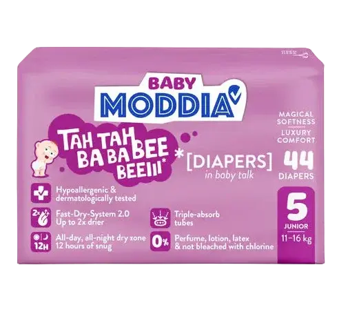 MODDIA BABY Jednorazové plienky 5 Junior (11–16 kg), 44 ks
