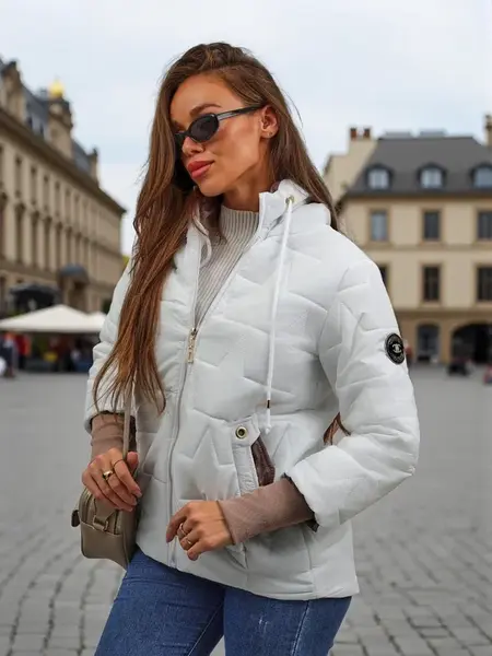 Resti Women's Quilted Jacket with Hood and Cuffs on Sleeves Raven Peak