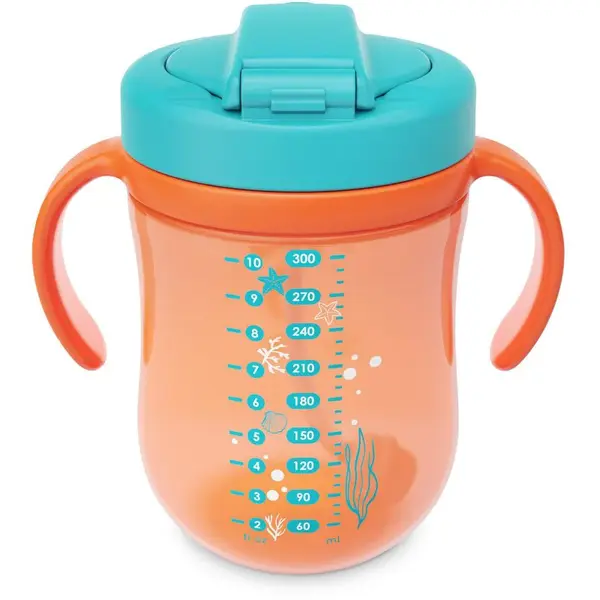 Baboo Cup with Silicone Straw and Gravity Ball hrnček s rúrkou Sea Life 9m+ 300 ml