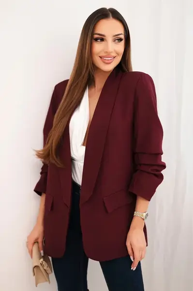 Kesi Włoski Elegantná sako s klopami bordová