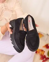 Resti Black women's openwork moccasins Lace Glide