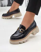 Resti Lacquered black women's moccasins with crystals Inriw - Footwear