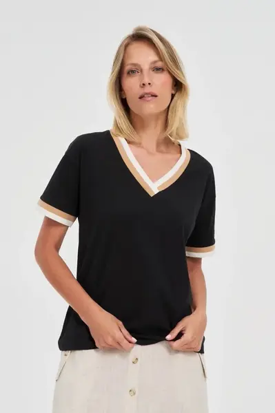 Marisse Black Cotton Blouse