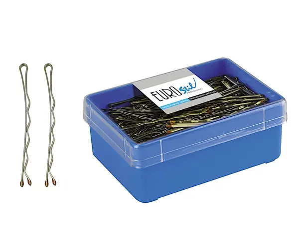 Vlnitá sponka Eurostil Professional - 5 cm, zlatá - 300 ks (01610) + darček zadarmo