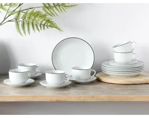 Kávový servis (18 dielov) Luna Black Line, biely%