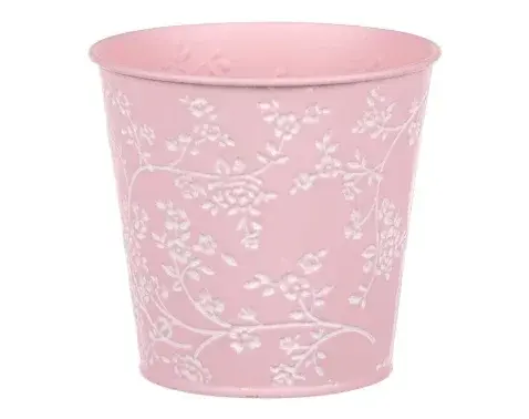 Obal na kvetináč ružový s bielymi ružami, 15,7 cm%