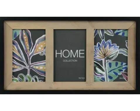 Fotorámik pre 3 ks foto Valetta 10x15 cm, prírodná/čierna, drevo%