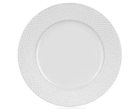 Plytký tanier Diamond Line, biely s reliéfem%