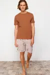 Trendyol Brown Regular Fit Teddy Bear Printed Knitted Shorts Pajama Set