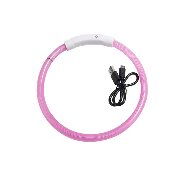 Reedog Full Light USB nabíjací svietiaci obojok pre psy a mačky - ružová - L