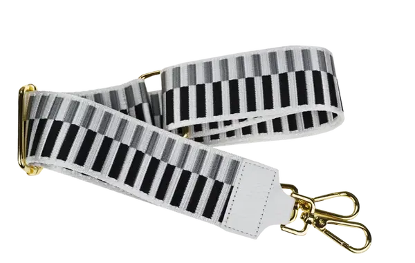 NovaKabelka.sk Látkový prídavný popruh bielo-čierny oro