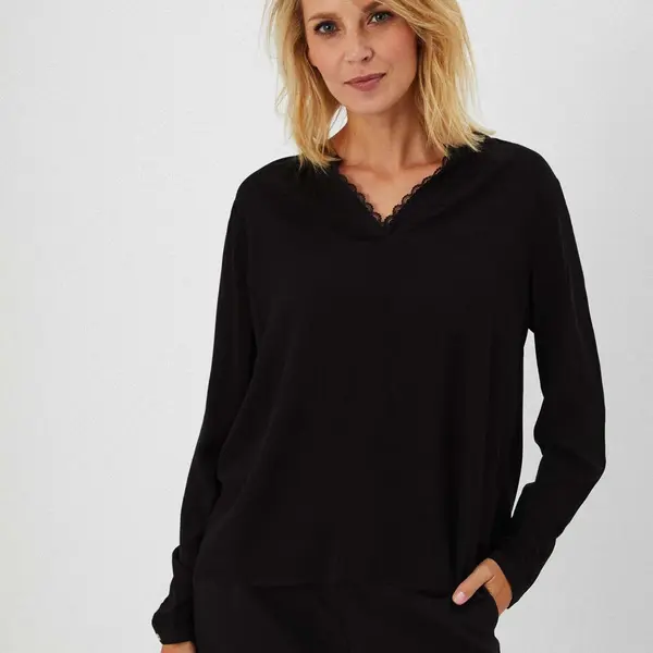 Plain viscose shirt - black