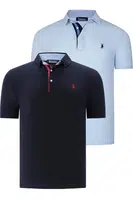 DUAL SET T8582 DEWBERRY PÁNSKE TRIČKO-NÁMORNÍCKE MODRÉ-BABY MODRÉ