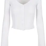 Women's sweater with a cropped rib in white