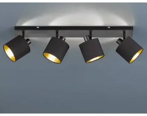 Stropné osvetlenie Tommy, 4 svietidlá, čierna/zlatá%