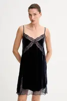 Šaty s příměsí hedvábí ZADIG&VOLTAIRE tmavomodrá barva, mini, WWDR02561