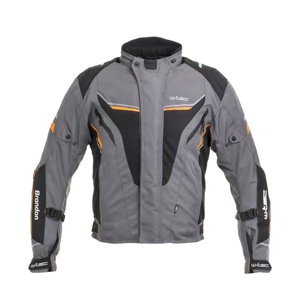 Pánská moto bunda W-TEC Brandon černo-šedo-oranžová 4XL