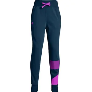 Dívčí tepláky Under Armour Rival Jogger Techno Teal/Fluo Fuchsia YXS