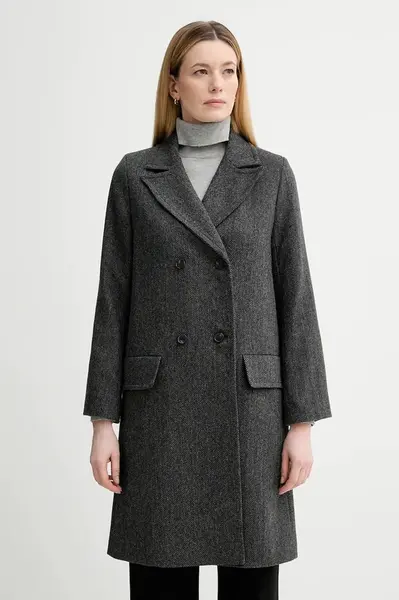 Kabát s příměsí vlny A.P.C. Manteau Ginny šedá barva, WOARA.F01545