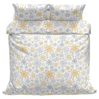 Bavlnené obliečky Vločky zlaté 140x200, 70x90 cm