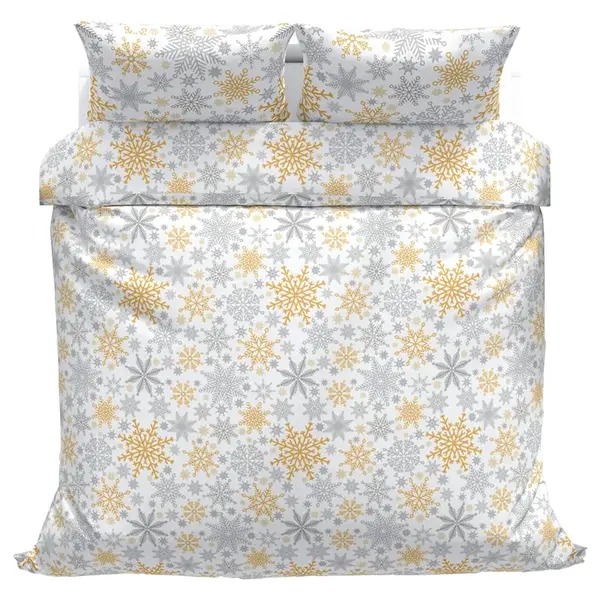 Bavlnené obliečky Vločky zlaté 140x200, 70x90 cm