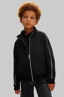 Dětská mikina Calvin Klein Jeans černá barva, hladká, IB0IB02631