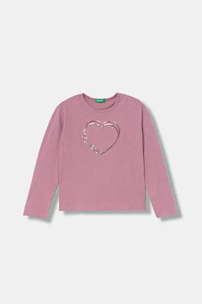 Dětské bavlněné tričko s dlouhým rukávem United Colors of Benetton