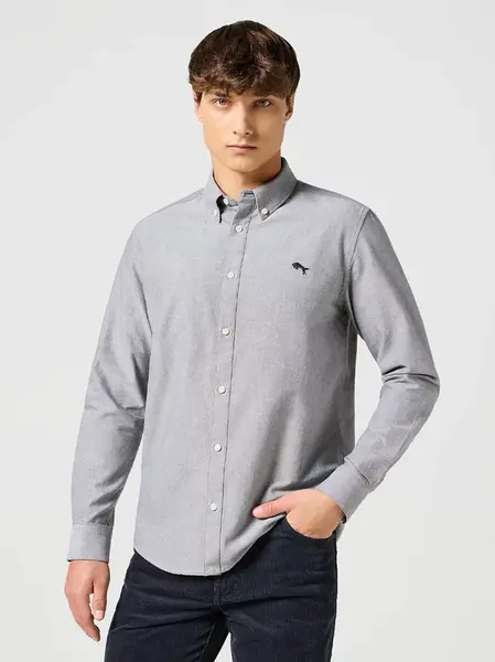 Pánská košile WRANGLER OXFORD SHIRT GREY 112357230 Velikost: XL