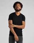 Pánské tričko LEE L62ECMKW TWIN PACK V NECK BLACK WHITE Velikost: L