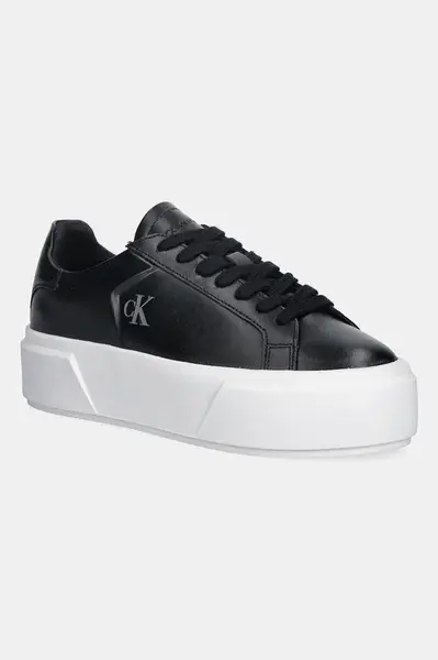 Kožené tenisky Calvin Klein FLATFORM LACE UP LTH MG