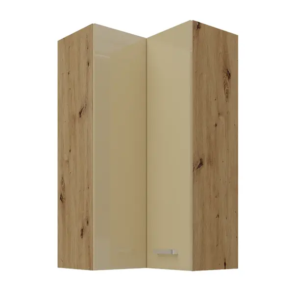 Horní rohová skříňka Artisan 60x60 GN-108 1F (90°) Barva korpusu: Dub artisan, Barva dvířek: Cappucino lesk