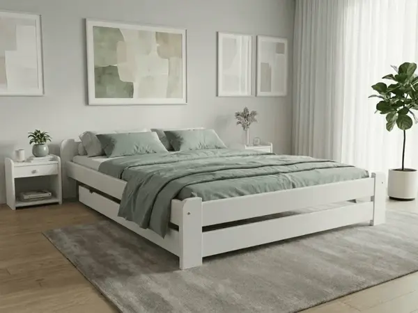 Postel Emily 160 x 200 cm, bílá Rošt: S lamelovým roštem, Matrace: Bez matrace