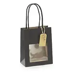 Kraftová taška s okénkem a štítkem 115 x 145 x 64 mm, černá