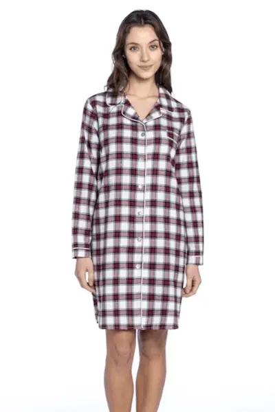 Dámská flanelová noční košile VERONICA M Bordó