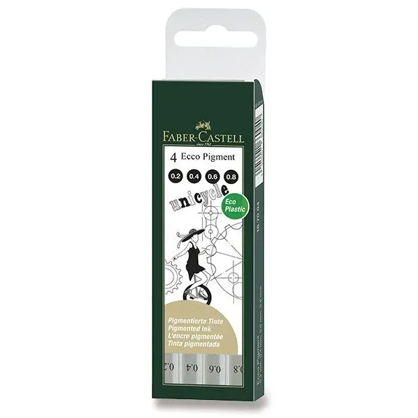 Popisovače Faber-Castell Ecco Pigment - 4 ks, čierne
