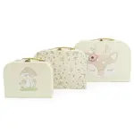 Bieco - Sada troch kartónových kufríkov - srnka Ella - vintage flowers