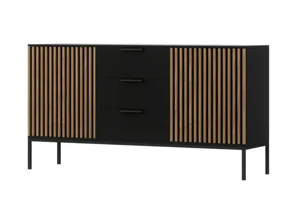 Komoda MEORATI 150x40 cm, čierna/dub artisan