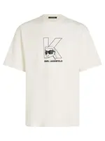 Karl Lagerfeld Tričko  čierna / vaječná škrupina