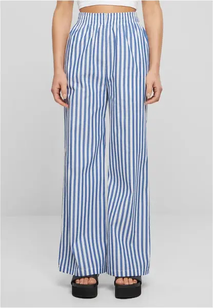 Women's Striped Loose Trousers White/Blue
