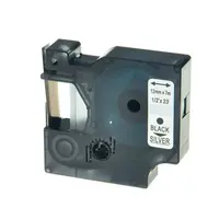 Kompatibilní páska s Dymo 53722, 24mm x 7m, černý tisk / stříbrný podklad